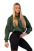 Dámska mikina Nebbia  Loose Fit Crop Hoodie Iconic 421 dark green M/L