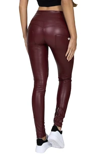 Dámske legíny Hugz Jeans  Wine Faux Leather Biker High Waist S