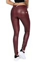 Dámske legíny Hugz Jeans  Wine Faux Leather Biker Mid Waist