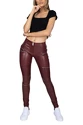 Dámske legíny Hugz Jeans  Wine Faux Leather Biker Mid Waist