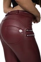 Dámske legíny Hugz Jeans  Wine Faux Leather Biker Mid Waist