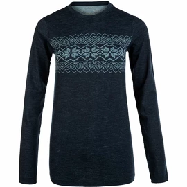 Dámske tričko Endurance Yalia Seamless Wool Print LS Baselayer Dark Blue