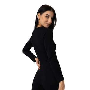 Dámske tričko GymBeam  FLO Ribbed CropTop Black