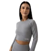 Dámske tričko GymBeam  FLO Ribbed CropTop Grey