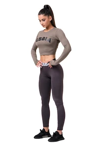 Dámske tričko Nebbia Hero Sporty Hero crop top long sleeve mocha