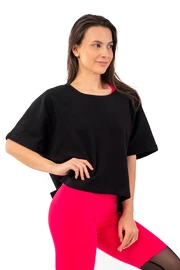 Dámske tričko Nebbia Organic Cotton Loose Fit “The Minimalist” Crop Top 417 black