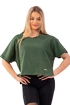 Dámske tričko Nebbia  Organic Cotton Loose Fit “The Minimalist” Crop Top 417 dark green