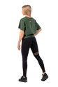 Dámske tričko Nebbia  Organic Cotton Loose Fit “The Minimalist” Crop Top 417 dark green