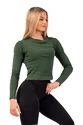 Dámske tričko Nebbia  Organic Cotton Ribbed Long Sleeve Top 415 dark green