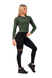 Dámske tričko Nebbia Organic Cotton Ribbed Long Sleeve Top 415 dark green