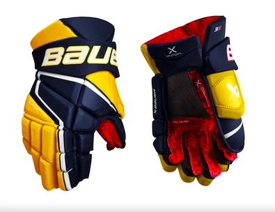 Hokejové rukavice Bauer Vapor 3X Navy/Gold Intermediate