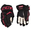 Hokejové rukavice CCM JetSpeed FT680 Black/Red Junior 12 palcov