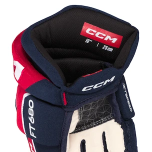 Hokejové rukavice CCM JetSpeed FT680 Navy/Red/White Junior 11 palcov