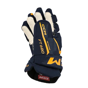 Hokejové rukavice CCM JetSpeed FT680 Navy/Sunflower Junior 11 palcov