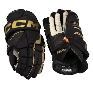 Hokejové rukavice CCM Tacks XF Black/Gold Junior