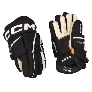 Hokejové rukavice CCM Tacks XF PRO Black/White Žiak (youth) 8 palcov