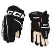 Hokejové rukavice CCM Tacks XF PRO Black/White Žiak (youth) 9 palcov