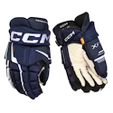 Hokejové rukavice CCM Tacks XF PRO Navy/White Junior 12 palcov