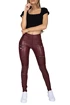 Legíny Hugz Jeans  Wine Faux Leather Biker High Waist