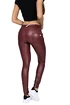 Legíny Hugz Jeans  Wine Faux Leather Biker Mid Waist