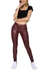 Legíny Hugz Jeans  Wine Faux Leather Biker Mid Waist