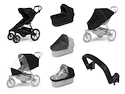 Mestský kočík Thule Urban Glide 4-wheel Black + Korbička Bassinet Black SET 7v1