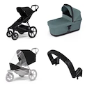 Mestský kočík Thule Urban Glide 4-wheel Black + Korbička Bassinet Mid blue SET 4v1