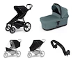 Mestský kočík Thule Urban Glide 4-wheel Black + Korbička Bassinet Mid blue SET 5v1