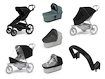 Mestský kočík Thule Urban Glide 4-wheel Black + Korbička Bassinet Mid blue SET 7v1