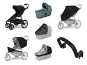 Mestský kočík Thule Urban Glide 4-wheel Black + Korbička Bassinet Mid blue SET 7v1