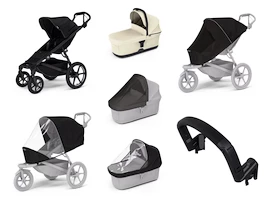 Mestský kočík Thule Urban Glide 4-wheel Black + Korbička Bassinet Soft beige SET 7v1