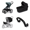 Mestský kočík Thule Urban Glide 4-wheel Mid blue + Korbička Bassinet Black SET 4v1