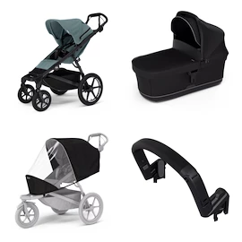 Mestský kočík Thule Urban Glide 4-wheel Mid blue + Korbička Bassinet Black SET 4v1