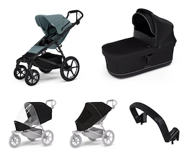 Mestský kočík Thule Urban Glide 4-wheel Mid blue + Korbička Bassinet Black SET 5v1