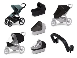 Mestský kočík Thule Urban Glide 4-wheel Mid blue + Korbička Bassinet Black SET 7v1