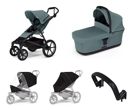 Mestský kočík Thule Urban Glide 4-wheel Mid blue + Korbička Bassinet Mid blue SET 5v1