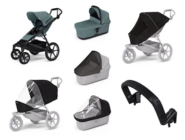 Mestský kočík Thule Urban Glide 4-wheel Mid blue + Korbička Bassinet Mid blue SET 7v1