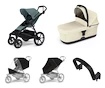 Mestský kočík Thule Urban Glide 4-wheel Mid blue + Korbička Bassinet Soft beige SET 5v1