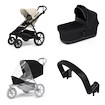 Mestský kočík Thule Urban Glide 4-wheel Soft beige + Korbička Bassinet Black SET 4v1