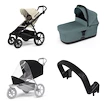 Mestský kočík Thule Urban Glide 4-wheel Soft beige + Korbička Bassinet Mid blue SET 4v1