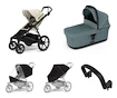 Mestský kočík Thule Urban Glide 4-wheel Soft beige + Korbička Bassinet Mid blue SET 5v1