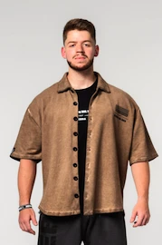 Pánska košeľa Nebbia Washed-off Oversized Shirt 90s THROWBACK Light Brown