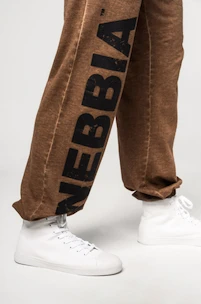 Pánske nohavice Nebbia  Washed-off Gym Sweatpants Baggy Style GYM BRO Ligth Brown