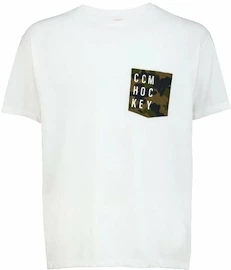 Pánske tričko CCM CAMO POCKET S/S TEE White