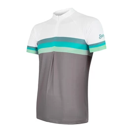 Pánsky cyklistický dres Sensor Cyklo Summer Stripe Grey/Green