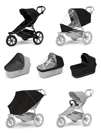 Športový kočík Thule Urban Glide 3 Black + Korbička Bassinet Black SET 7v1