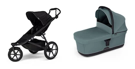 Športový kočík Thule Urban Glide 3 Black + Korbička Bassinet Mid blue