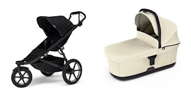 Športový kočík Thule Urban Glide 3 Black + Korbička Bassinet Soft beige