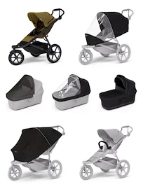 Športový kočík Thule Urban Glide 3 Nutria green + Korbička Bassinet Black SET 7v1