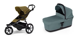 Športový kočík Thule Urban Glide 3 Nutria green + Korbička Bassinet Mid blue